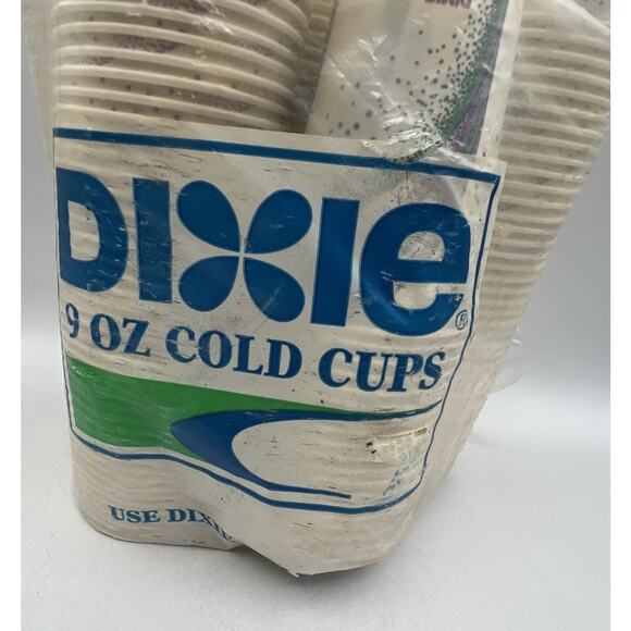 Vintage 1990s Dixiie Cold Cups Drink 9 oz 150 Count Green Purple 1992 - Picture 3 of 8
